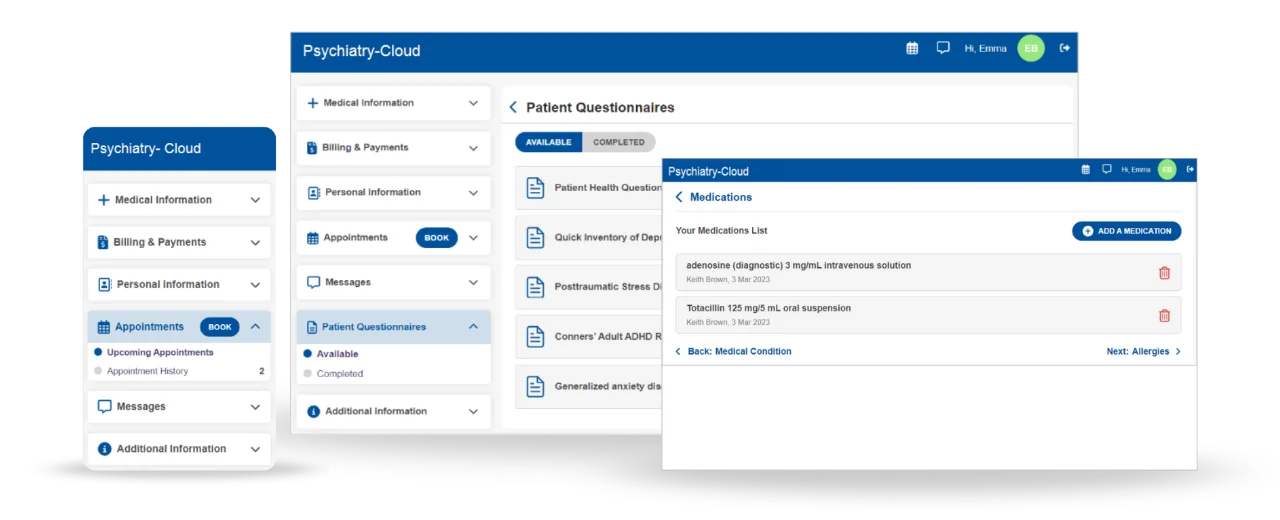 Psychiatry Patient Portal Features