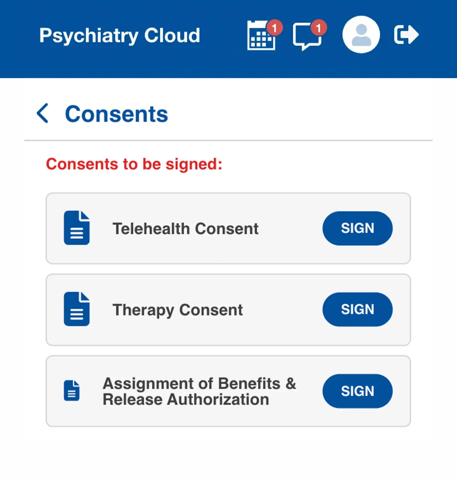 Patient portal consent forms