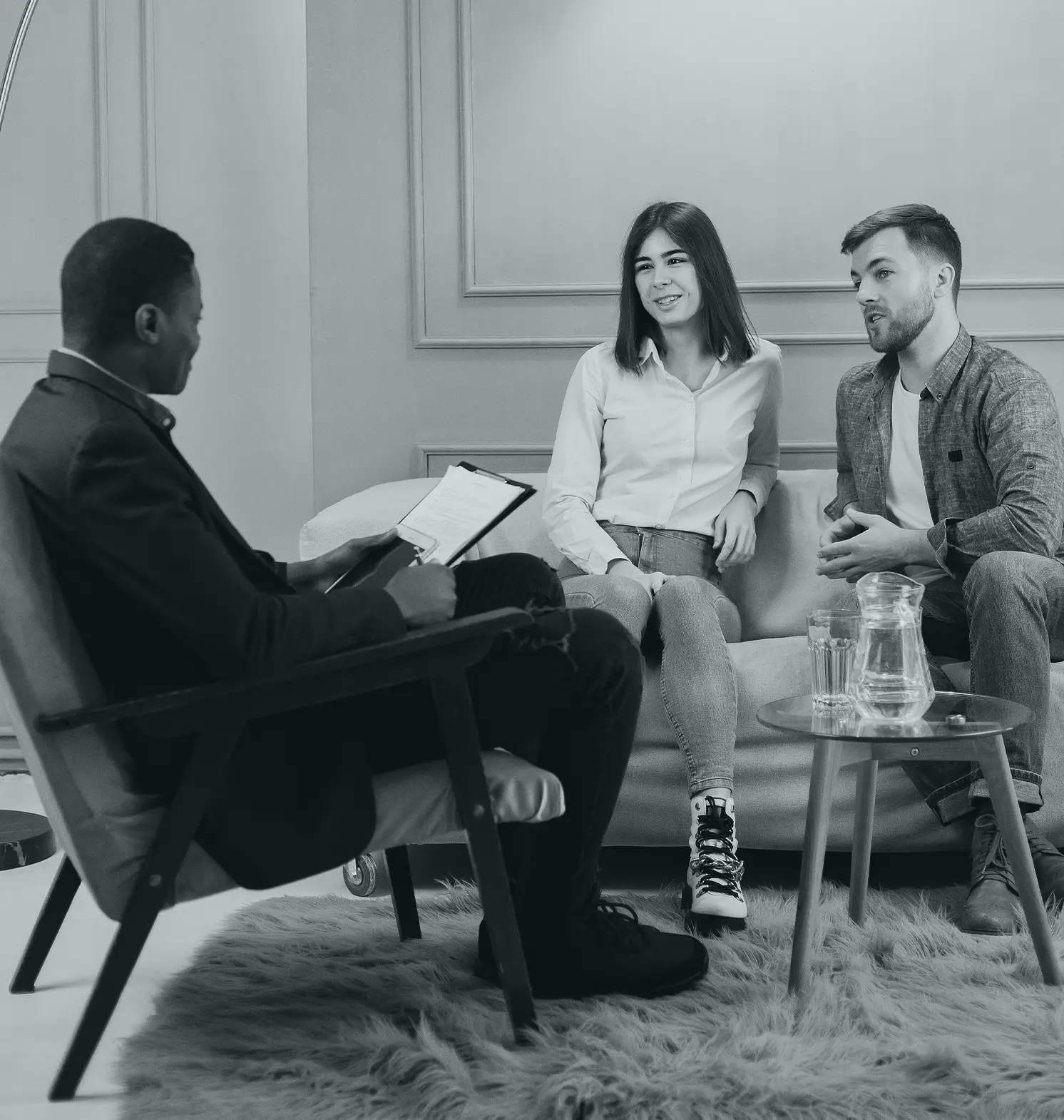 A psychologist during a couple therapy session